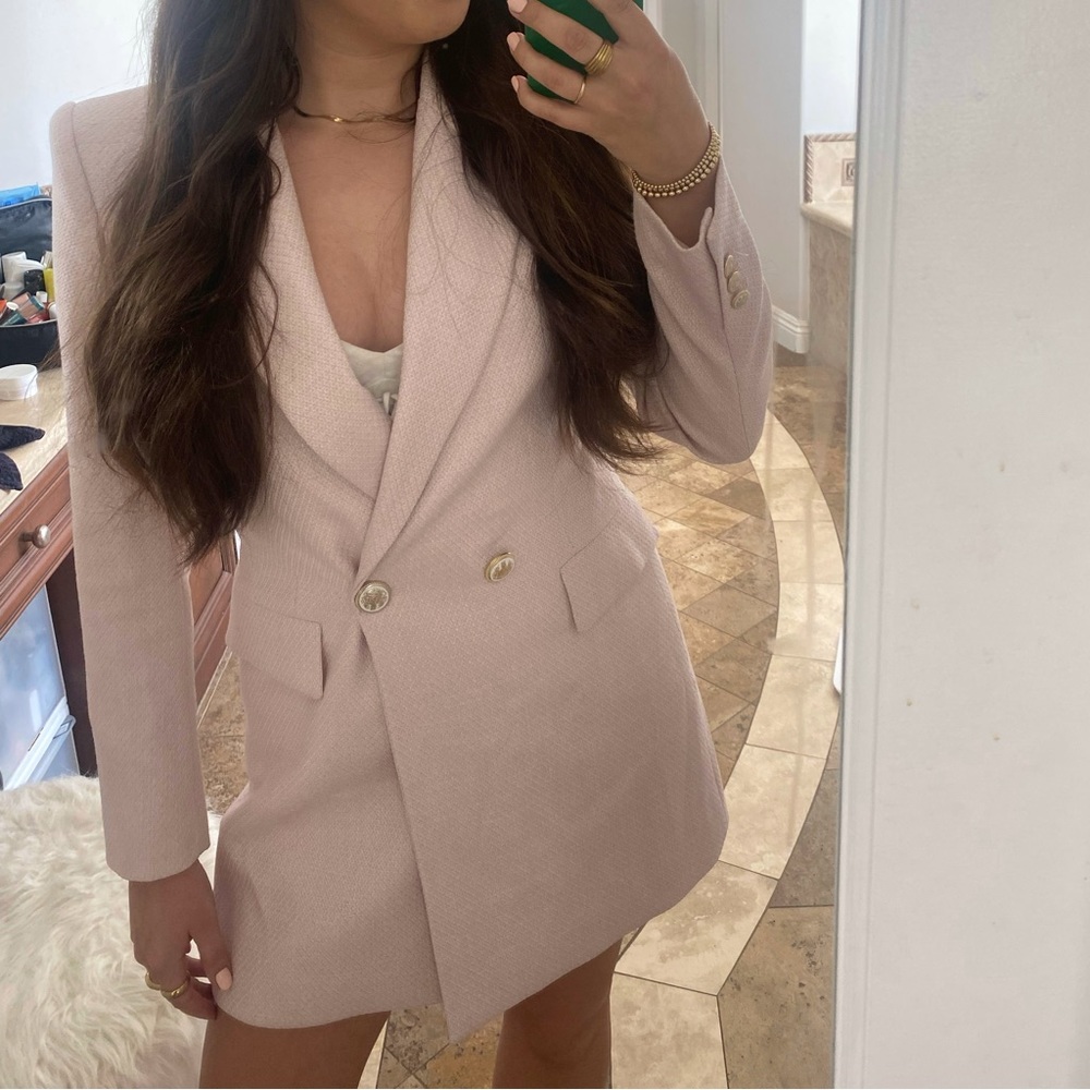 Pink Double-Breasted Blazer